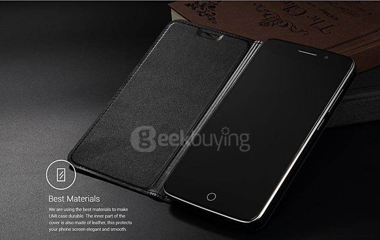 Original Flip Cover Protective Leather Case for UMI Emax Mini Smartphone - Black