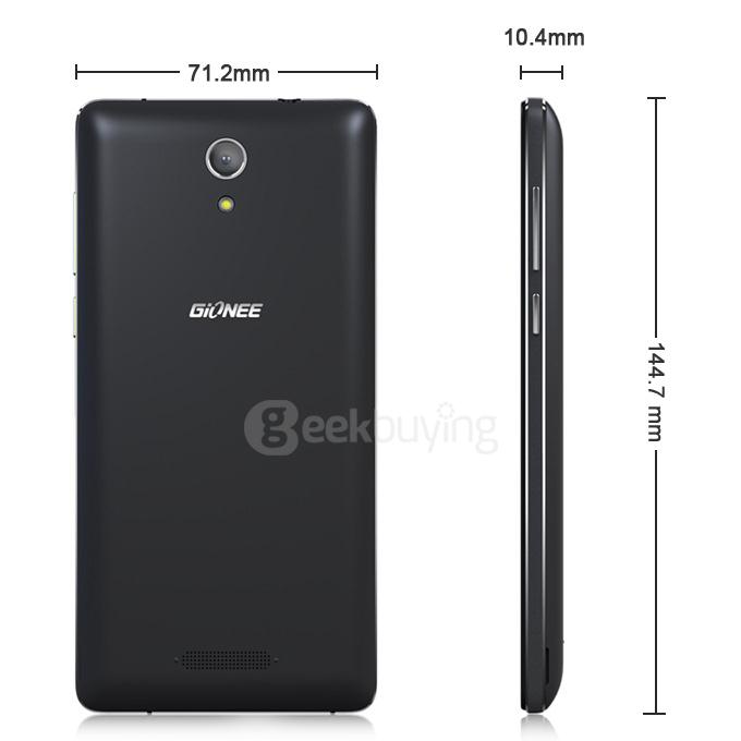 GIONEE M3S 5.0inch 4G 5000mAh Battery Android 5.1 Smartphone 1.5GB RAM 16GB ROM Qualcomm MSM8916 64bit Quad Core 1.2GHz Dual Cameras - Black