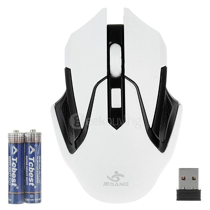JEQANG JM-2016 Stylish Wireless Gaming Mouse 1200DPI 2.4GHz with USB Receiver for Desktop PC/Laptop/Notebook - White+Black