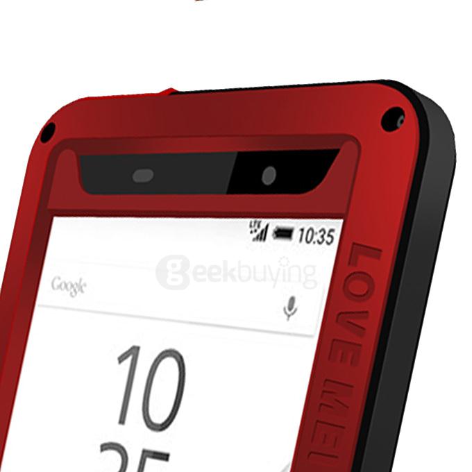 Lovemei Aluminum Powerful Shockproof Gorilla Glass Metal Case Protective Cover for SONY Xperia Z5/Premium/Compact - Red