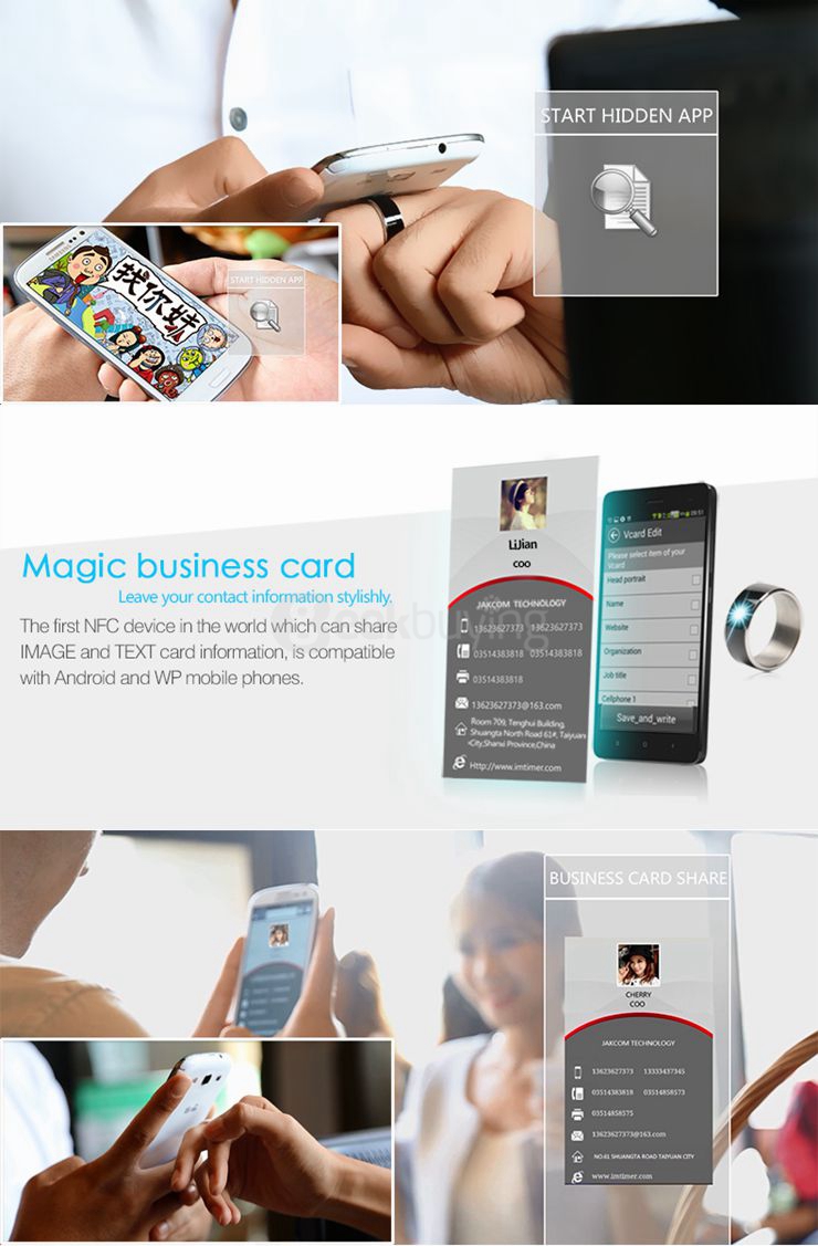 TiMER MJ02 Intelligent Wearable NFC Lord Magic Ring For Android WP System Phones Size 8 - Black
