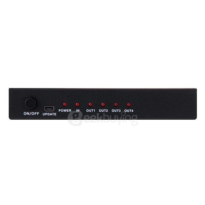 HDV-814 3D UHD 4K*2K HD 1080P 4 Ports HDMI 1.3 Splitter 1x4 HDMI Switcher Video Audio Converter Adapter - Black
