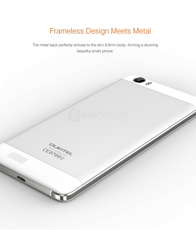 Oukitel K6000 5.5inch IPS HD 4G LTE 6000mAh Android 5.1 Smartphone 64-Bit MT6735 Quad Core 2GB 16GB 13.0MP - White