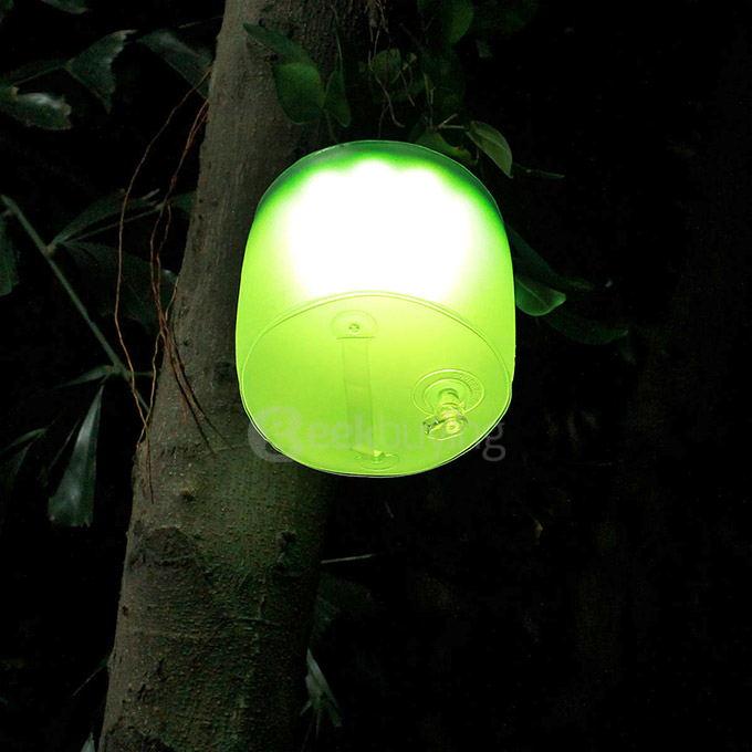 Portable Inflatable 10-LED RGB Light Solar Powered Folding Lantern w/ 8-Mode - Colorful Light