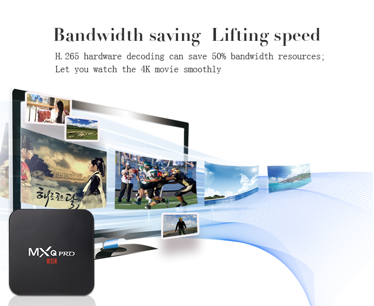MXQ Pro Amlogic S905 4K Ultimate HD KODI Android 5.1 Lollipop TV Box Quad Core 2.0GHz H.265 Hardware Decoding WIFI Miracast DLNA - Black