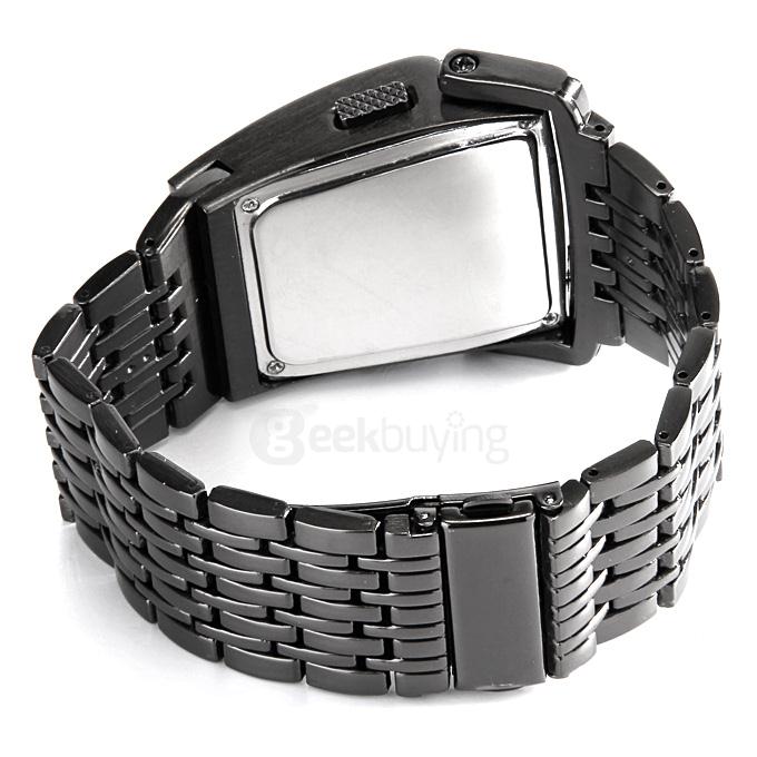Personalized Iron Man Style Full Steel LED Digital Men Sports Watch 2 Conception Military Wrist Watch - Black