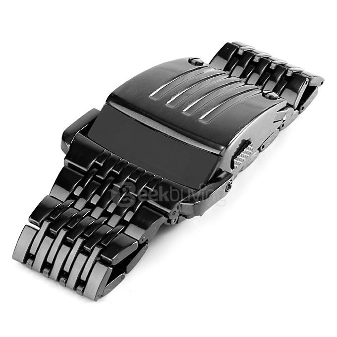 Personalized Iron Man Style Full Steel LED Digital Men Sports Watch 2 Conception Military Wrist Watch - Black