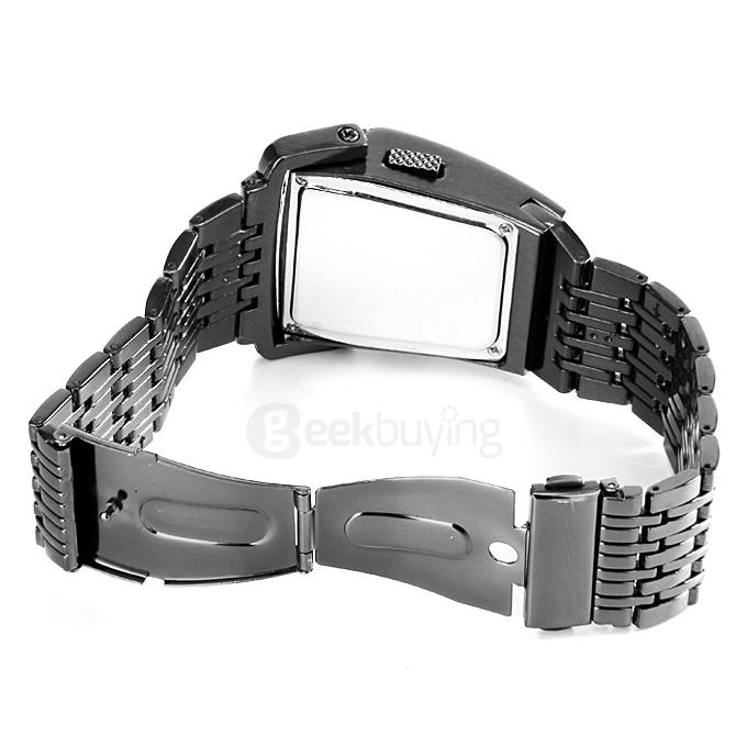 Personalized Iron Man Style Full Steel LED Digital Men Sports Watch 2 Conception Military Wrist Watch - Black