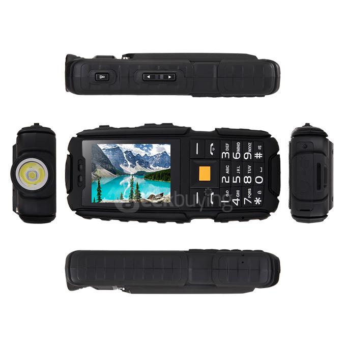 NO.1 A9 4800mAh Battery IP67 Waterproof Phone Dustproof Shockproof Flashlight FM Dual SIM Cards GSM Cell Phone - Black