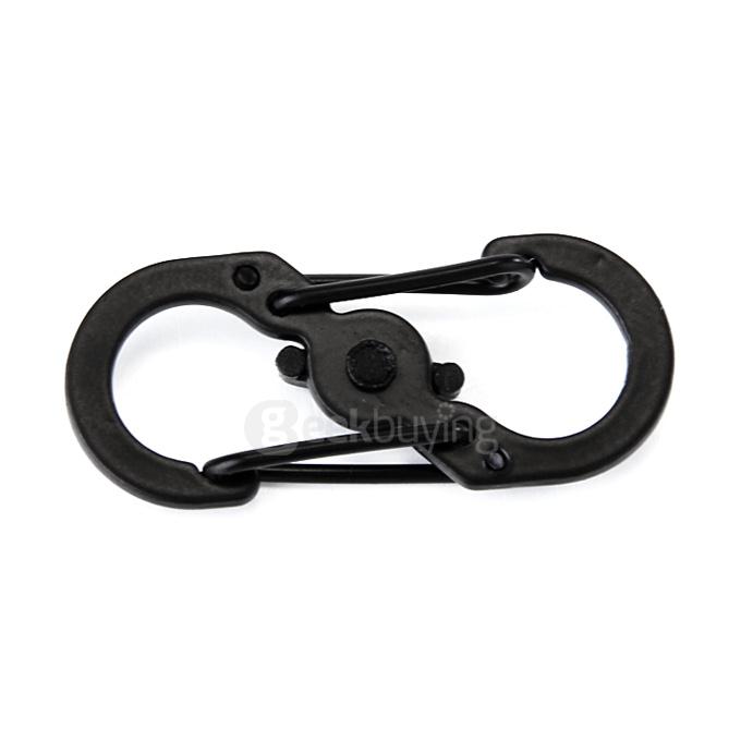 8-Shape MINI Multitool Outdoor Emergency Equipment Carabiner Buckle for Hiking Climbing Backpacking Mountaineering - Black