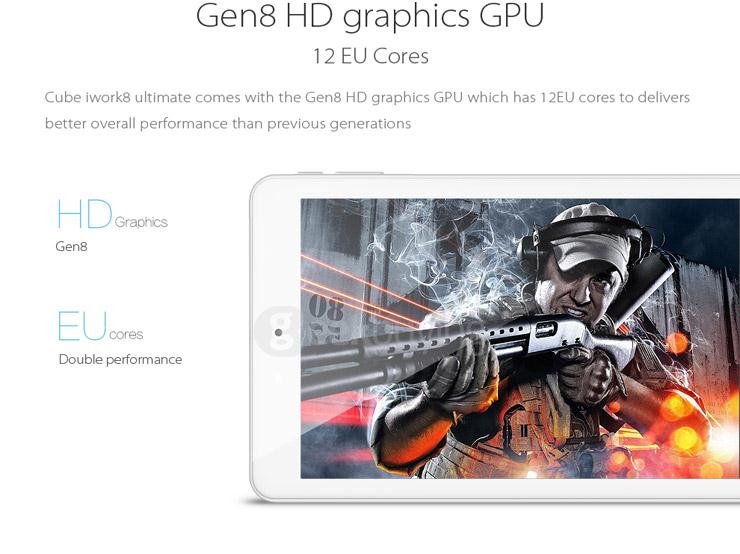 Cube iWork8 Ultimate 8 Inch Windows10 Multi-language Version 2GB/32GB Tablet PC Intel Cherry Trail Z8300 Quad Core 1.84GHz IPS 1280*800 Bluetooth HDMI WiDi - White