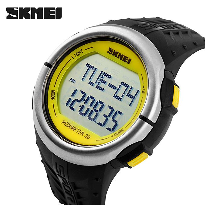 SKMEI 1058 Multifunction 50M Waterproof LED Digital Men Women Watch Heart Rate Monitor Pedometer Sport Watches Calorie Counter - Yellow