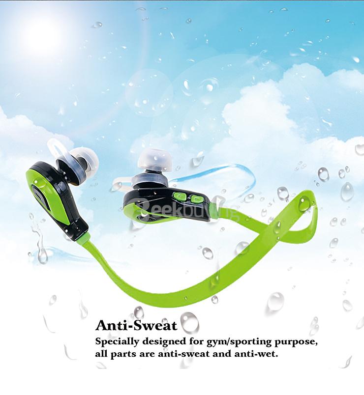 Uhappy S02 Sports Headset Stereo Bluetooth 4.1 Wireless Headset In-Ear Microphone Handfree Anti-Sweat Earphone - Green