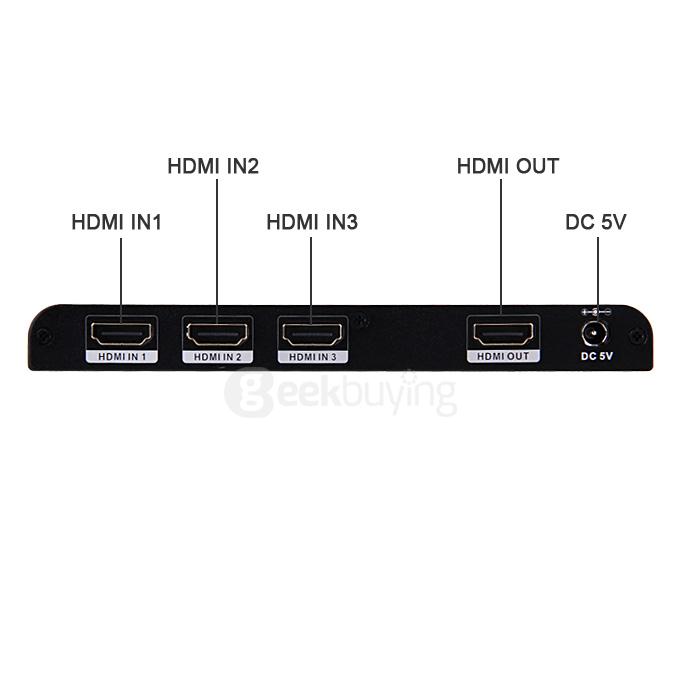 HDS-A31 UHD 4K*2K Video HDCP 3D 1080P 3X1 HDMI Switcher HUB Converter Box With IR Remoter Control Support - Black