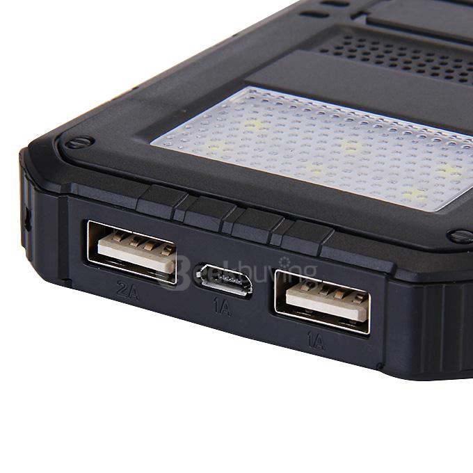 18000mAh Universal Solar Power Panel Charger Dual USB Power Bank for iPhone iPad HTC Lenovo Nokia - Black