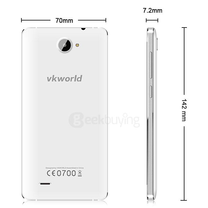 VKWORLD VK700X 5.0inch Android 5.1 1GB 8GB Smartphone MTK6580 1.5GHz Quad Core 3.0D IPS HD Screen 8.0MP 5.0MP Cameras - White