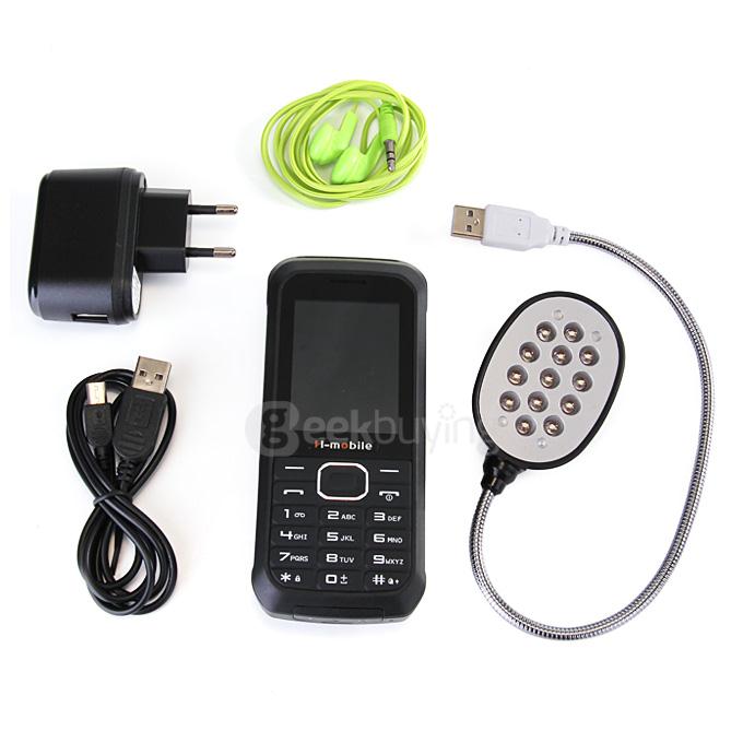H-mobile X550 2.4inch GSM Phone SC6531DA 32MB+32MB Dual SIM Bluetooth FM Alarm USB Lamp Camera Function Phone - Black
