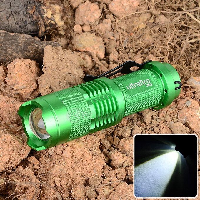 UltraFire SK68XPE 1-LED 400LM 1-Mode Cool White Light Flashlight w/ Clip - Green