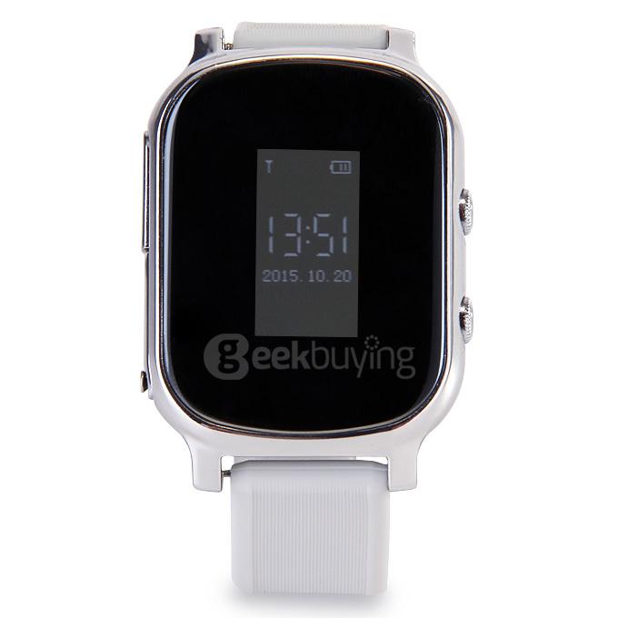 T58 Smart Mini GPS Tracker Watch OLED Bracelet for Kids Google Map SOS Button Two-way Communication GSM Phone - Silver
