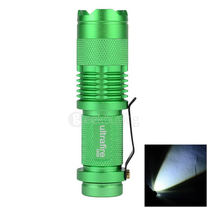 UltraFire SK68XPE 1-LED 400LM 1-Mode Cool White Light Flashlight w/ Clip - Green
