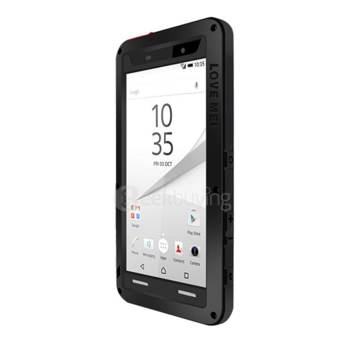 Lovemei Aluminum Powerful Shockproof Gorilla Glass Metal Case Protective Cover for SONY Xperia Z5/Premium/Compact -Black