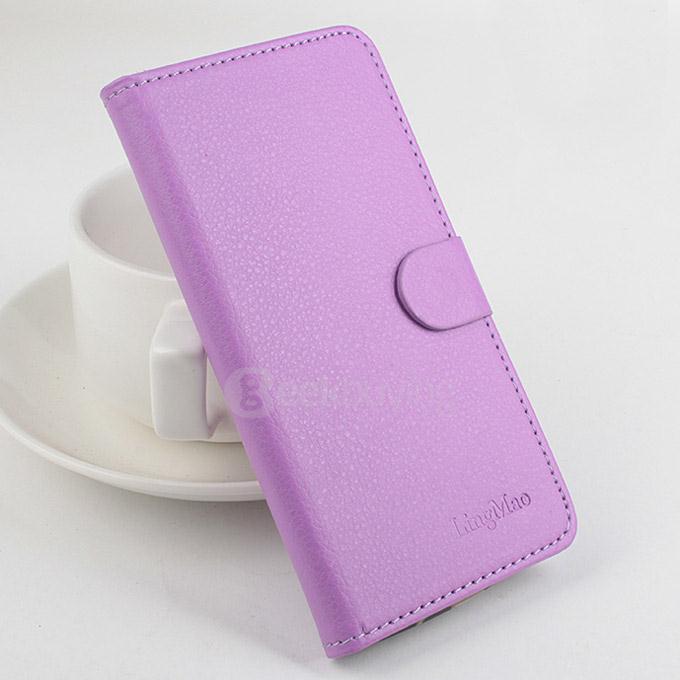 LingMao Protective Hard Cover Flip Stand Leather Case with Card Slots for Vodafone Smart Ultra 6 VF995N - Purple