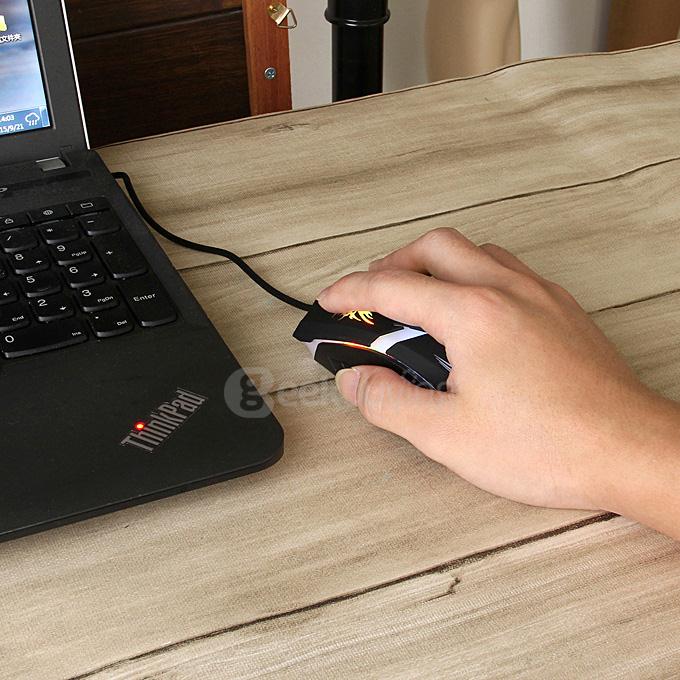 JEQANG JM-063 Professional Wired Opitcal Gaming Mouse 800/1200/1600DPI with Colorful LED Breathing Lights - Black+White
