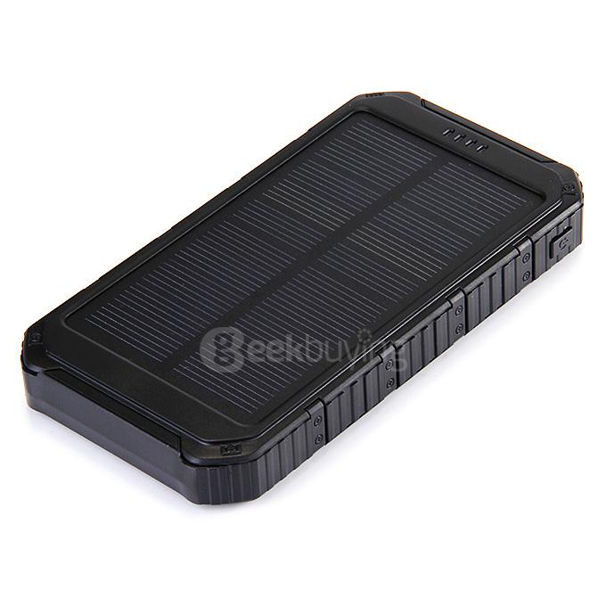 18000mAh Universal Solar Power Panel Charger Dual USB Power Bank for iPhone iPad HTC Lenovo Nokia - Black