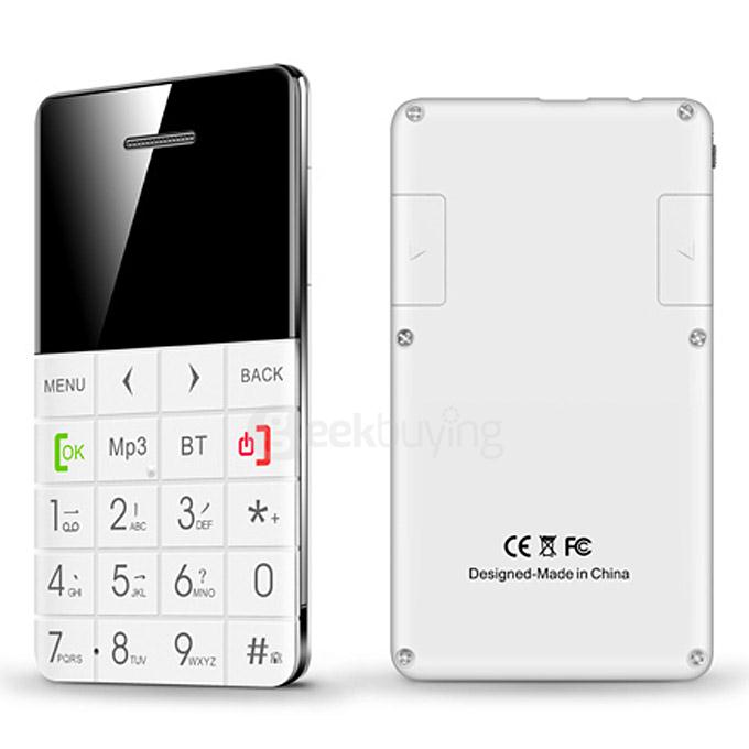 Qmart Q5 Ultra Thin Slim 1.0inch Mini Pocket Card Cell Phone Bluetooth Built-in Battery Anti-lost Remote Capture -White