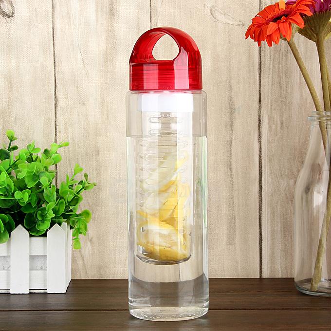 055 700ml Tritan Plastic Sport Water Bottle with Fruit Infuser - Red + Transparent