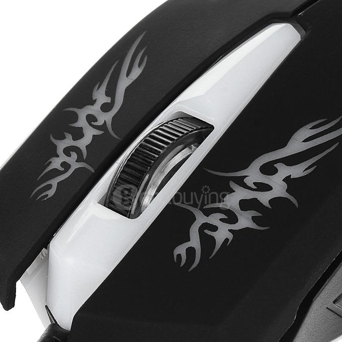 JEQANG JM-063 Professional Wired Opitcal Gaming Mouse 800/1200/1600DPI with Colorful LED Breathing Lights - Black+White