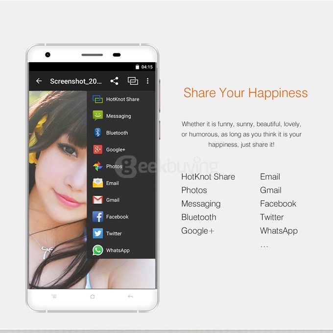 Oukitel K6000 5.5inch IPS HD 4G LTE 6000mAh Android 5.1 Smartphone 64-Bit MT6735 Quad Core 2GB 16GB 13.0MP - White