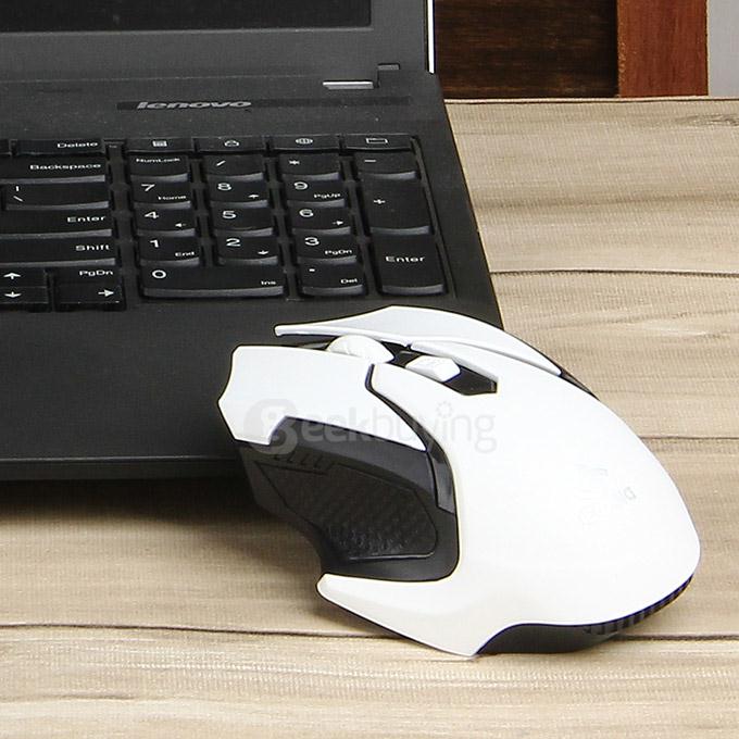 JEQANG JM-2016 Stylish Wireless Gaming Mouse 1200DPI 2.4GHz with USB Receiver for Desktop PC/Laptop/Notebook - White+Black