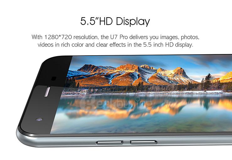 Oukitel U7 Pro 5.5inch IPS HD Android 5.1 1GB RAM 8GB ROM Smartphone MT6580 Quad Core 1.3GHz 13.0MP 3G GPS - White