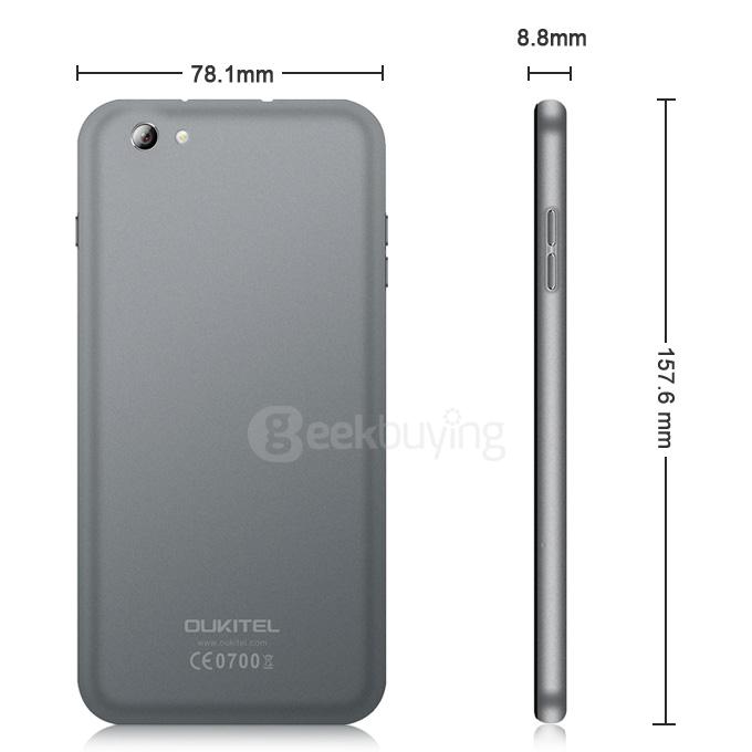 Oukitel U7 Pro 5.5inch IPS HD Android 5.1 1GB RAM 8GB ROM Smartphone MT6580 Quad Core 1.3GHz 13.0MP 3G GPS - Gray