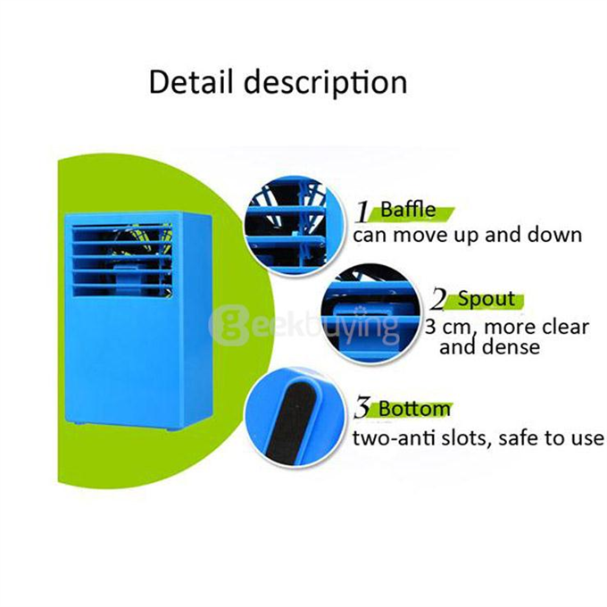 Mini Portable Air Conditioner Desktop Table Cooling Fan Mist Spray Touch Control - Blue