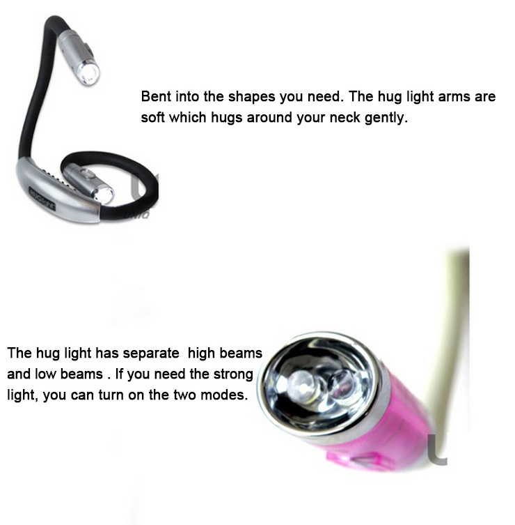 LED Flashlight Hands-Free Book Reading Huglight Lamp - Pink