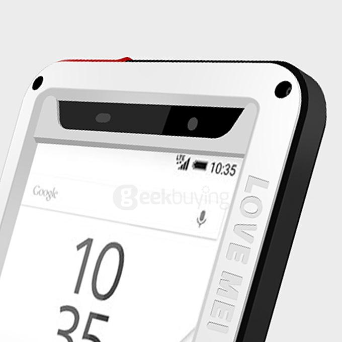 Lovemei Aluminum Powerful Shockproof Gorilla Glass Metal Case Protective Cover for SONY Xperia Z5/Premium/Compact -White