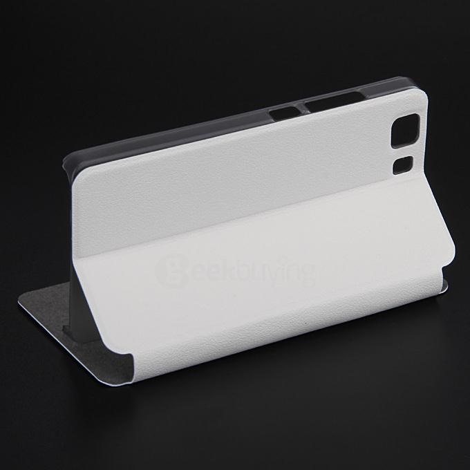OCUBE Window View Style Protective Hard Cover Flip Stand Leather Cover with Hard Case for DOOGEE X5 / X5 Pro Smartphone - White