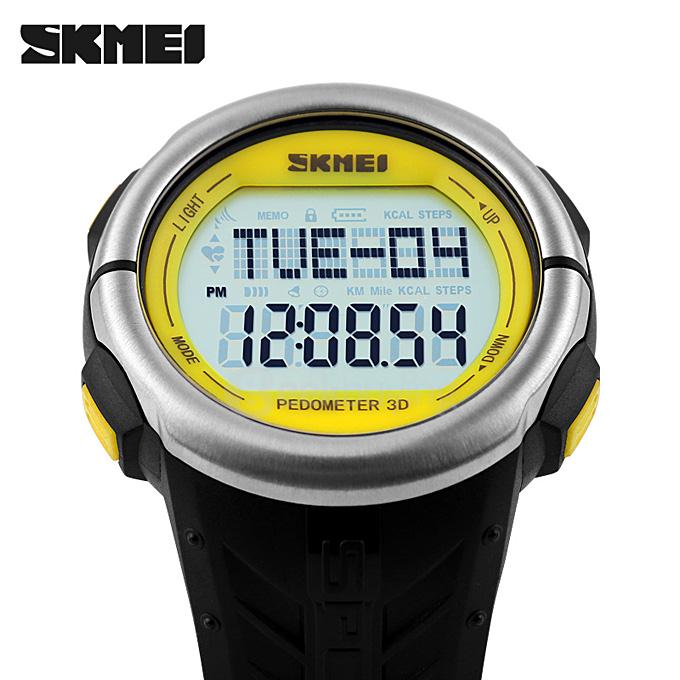 SKMEI 1058 Multifunction 50M Waterproof LED Digital Men Women Watch Heart Rate Monitor Pedometer Sport Watches Calorie Counter - Yellow