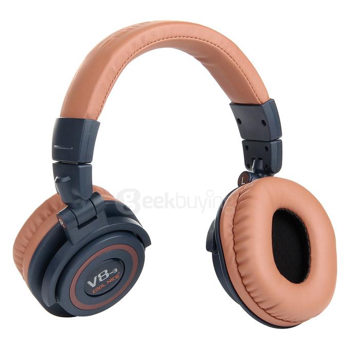 OVLENG V8-3 Foldable Super Bass Wireless Headset Bluetooth 4.0 Games Headphone -Light Brown
