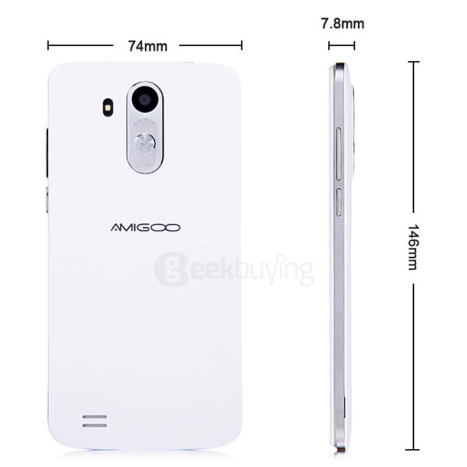 AMIGOO MG200 5.0inch QHD MTK6572 Dual Core 1.2GHz Smartphone Android 4.4 512MB 4GB 5.0MP 3G GPS Smart Wakeup - White