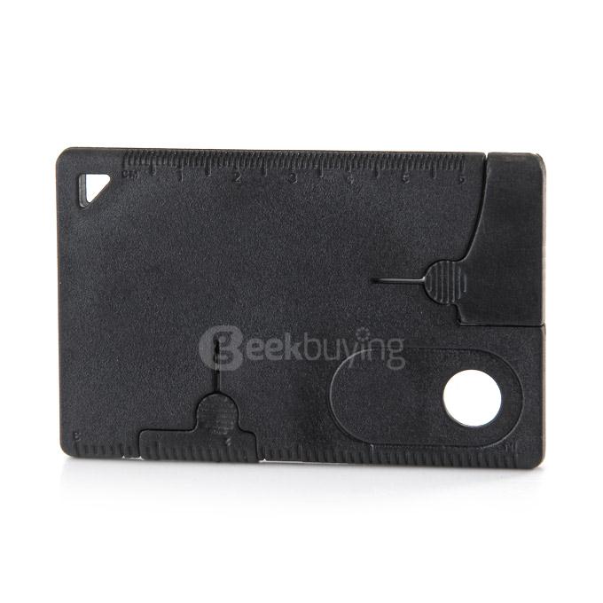 10-In-1 Multitool Card Serrated Knife Tools With Compass Magnifying Screwdriver Tweezers Can Opener