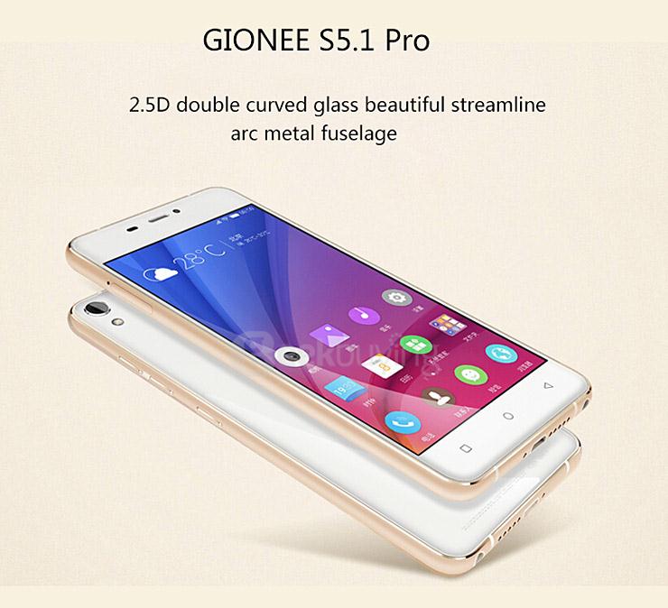 GIONEE S5.1 PRO 5.0inch 4G Android 5.1 2GB 16GB Smartphone MTK6753 64bit Octa Core 1.3GHz 13MP+8MP Fast Charge - White