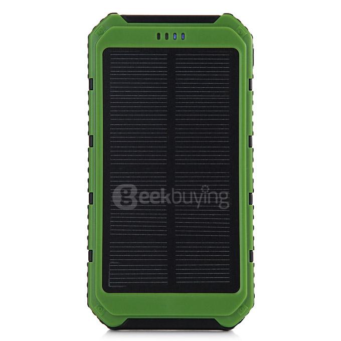 18000mAh Universal Solar Power Panel Charger Dual USB Power Bank for iPhone iPad HTC Lenovo Nokia - Green