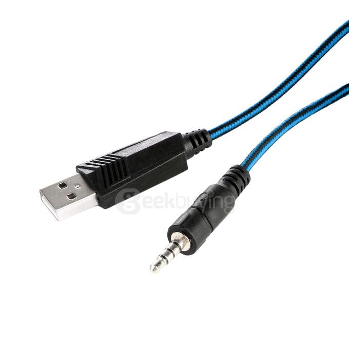 EACH G9000 3.5mm Glaring LED Light Gaming Headset w/ Mic for Laptop Phones PS4 - Blue + Black