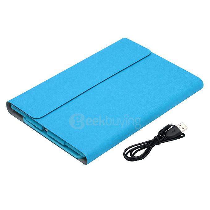 Removable Folding Bluetooth Keyboard with PU Leather Cover Case for IPAD MINI Tablet - Blue
