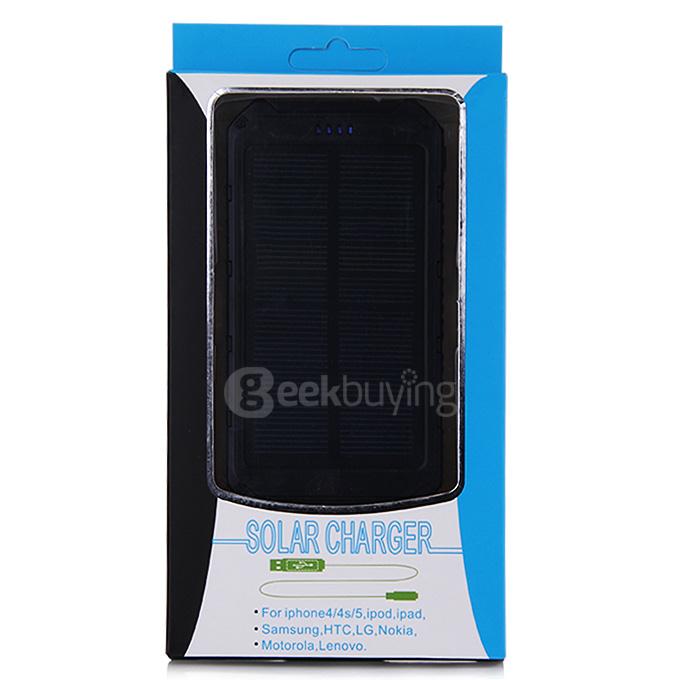 18000mAh Universal Solar Power Panel Charger Dual USB Power Bank for iPhone iPad HTC Lenovo Nokia - Black