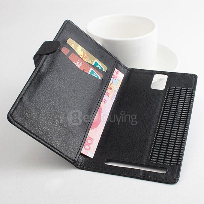 LingMao Protective Hard Cover Flip Stand Leather Case with Card Slots for Mlais Note Pro - Black