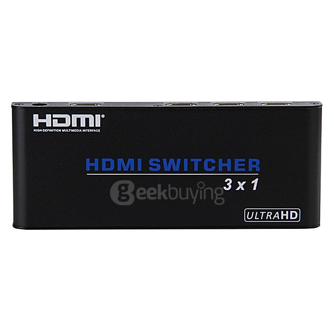 HDS-A31 UHD 4K*2K Video HDCP 3D 1080P 3X1 HDMI Switcher HUB Converter Box With IR Remoter Control Support - Black